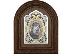 Серебряная икона Пресвятая Богородица Казанская в округлом окладе 50240060К06